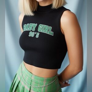 ‎Shein "Baby Girl 90's"  black baby tee -- S
